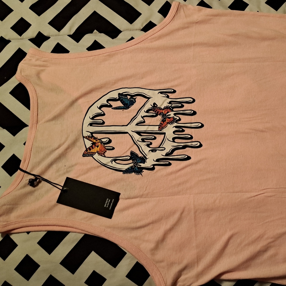 XL pink peace sign  tank